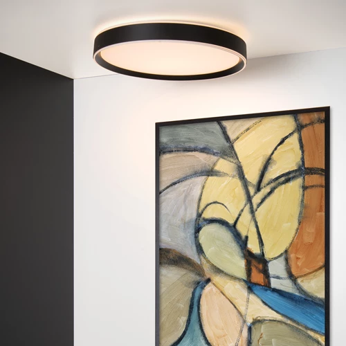 Lucide NURIA - Plafonnière - Ø 50 cm - LED 3 StepDim - 1x36W 2700K - Zwart - sfeer 1